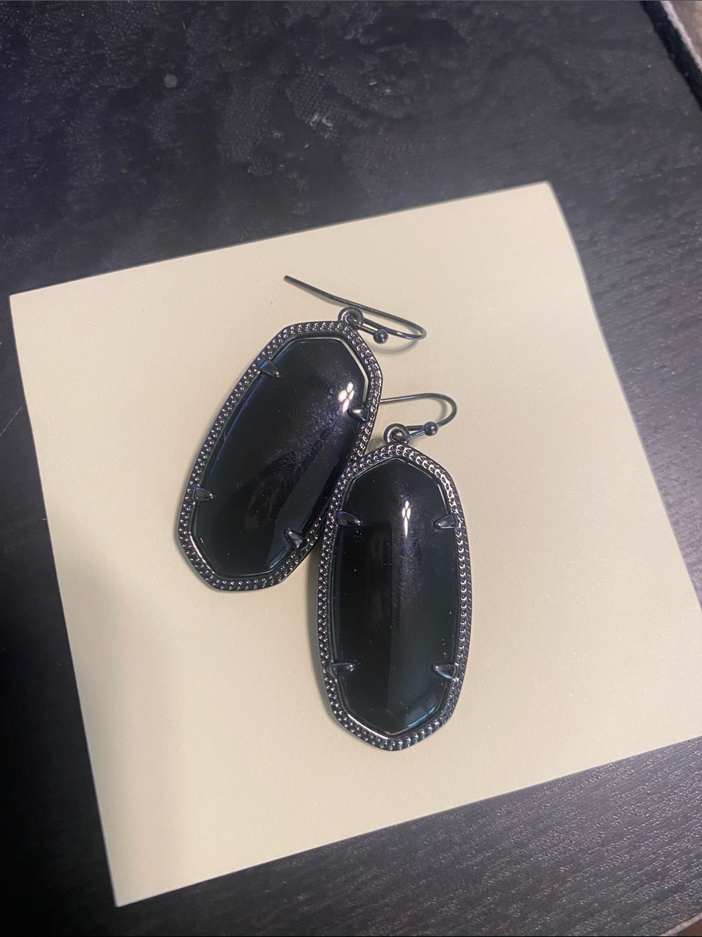 Kendra Scott Black Faceted Drop Earrings